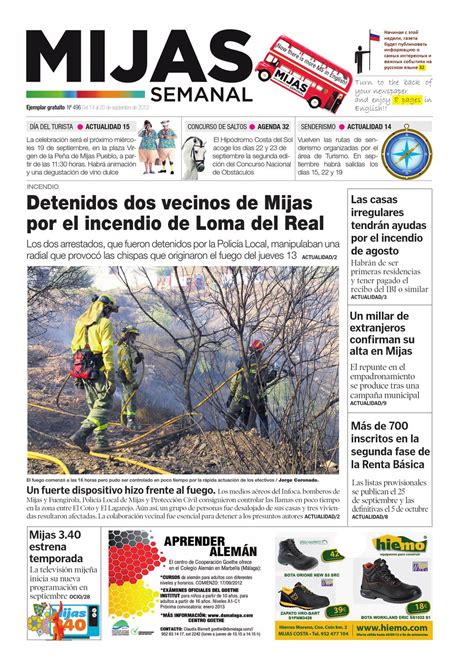 Mijas Semanal nº496 Del 14 al 20 de septiembre de 2012 .